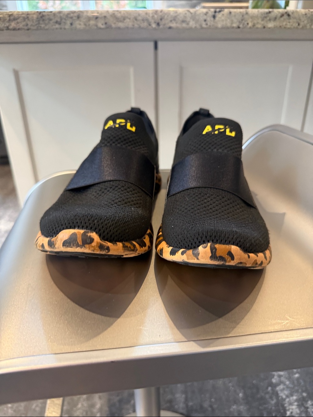 APL Black Slip-On Sneakers with Yellow Logo and Leopard Accent - Picture 3 of 8